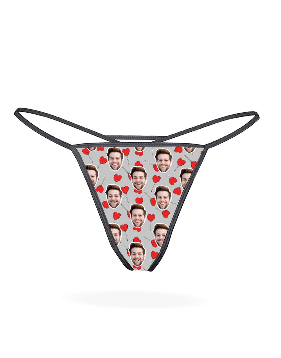 Custom Photo Heart Lollipops Thong