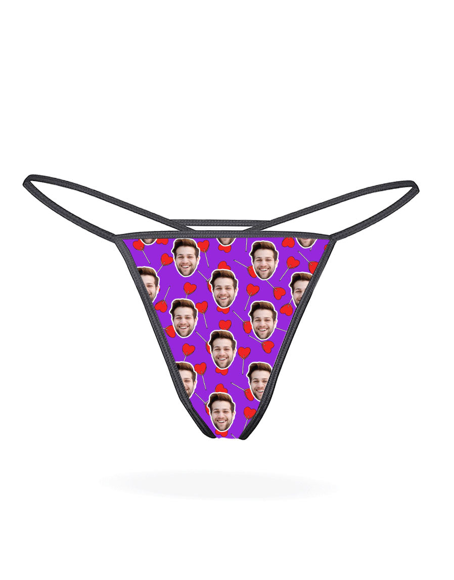 Purple Heart Lollipops Thong