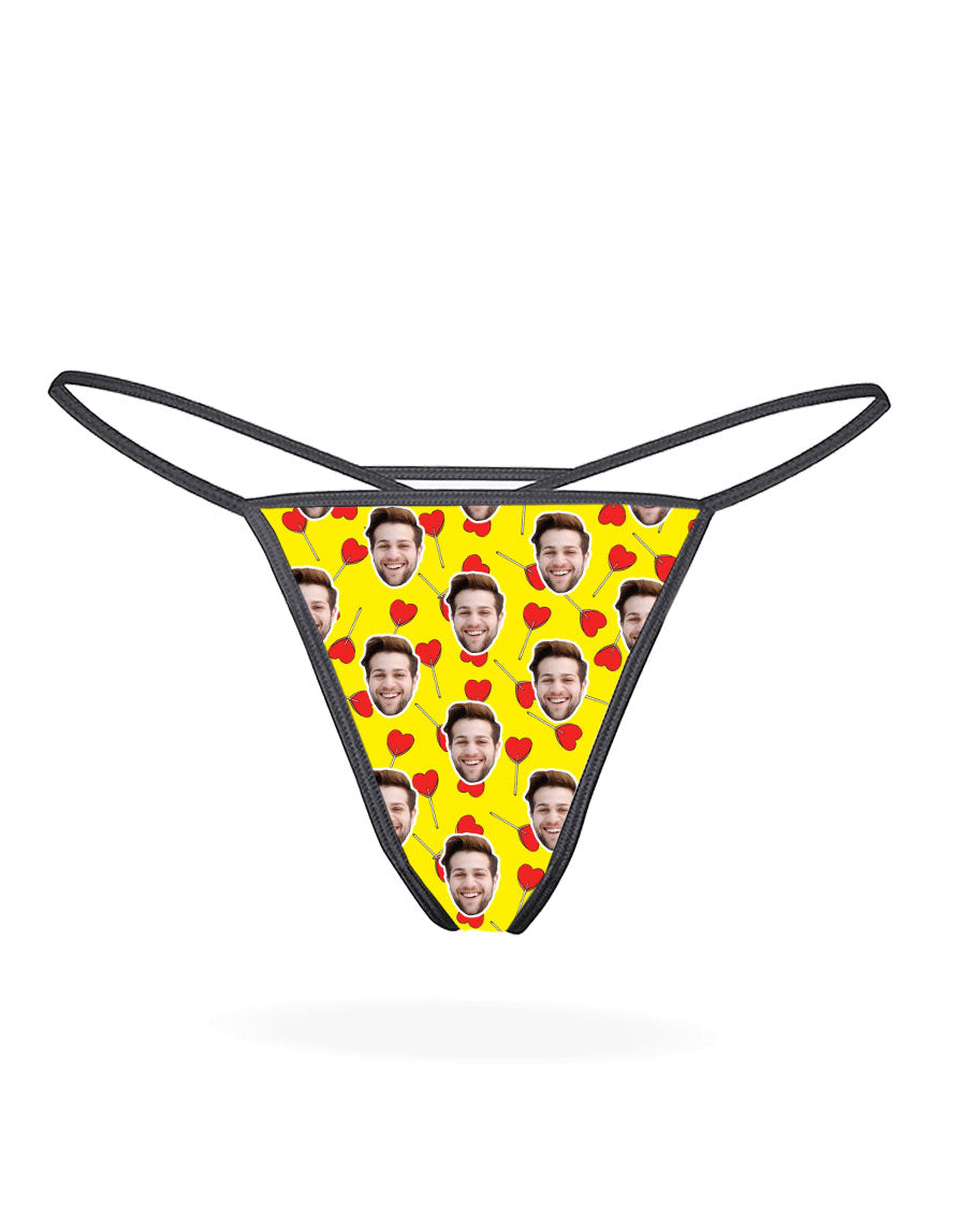 Yellow Heart Lollipops Thong