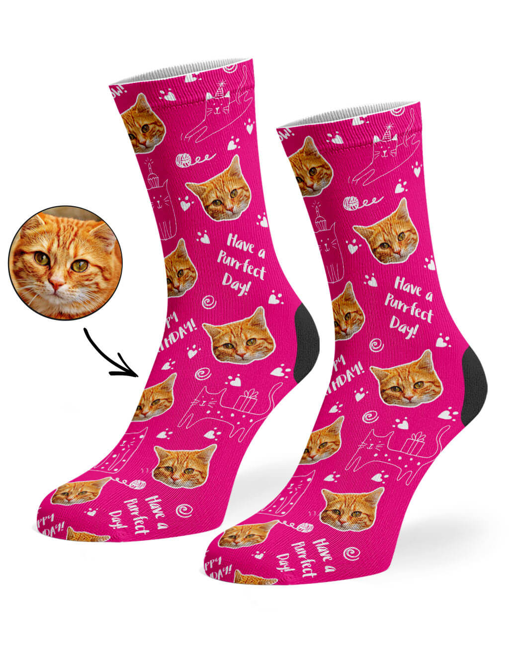 Birthday Cat Face Socks