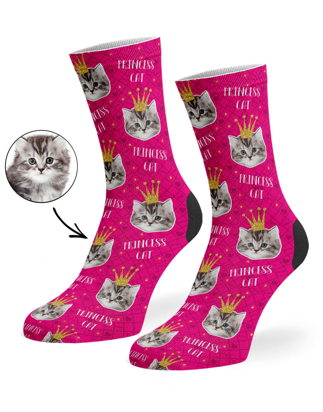 Hot Pink Princess Cat Socks