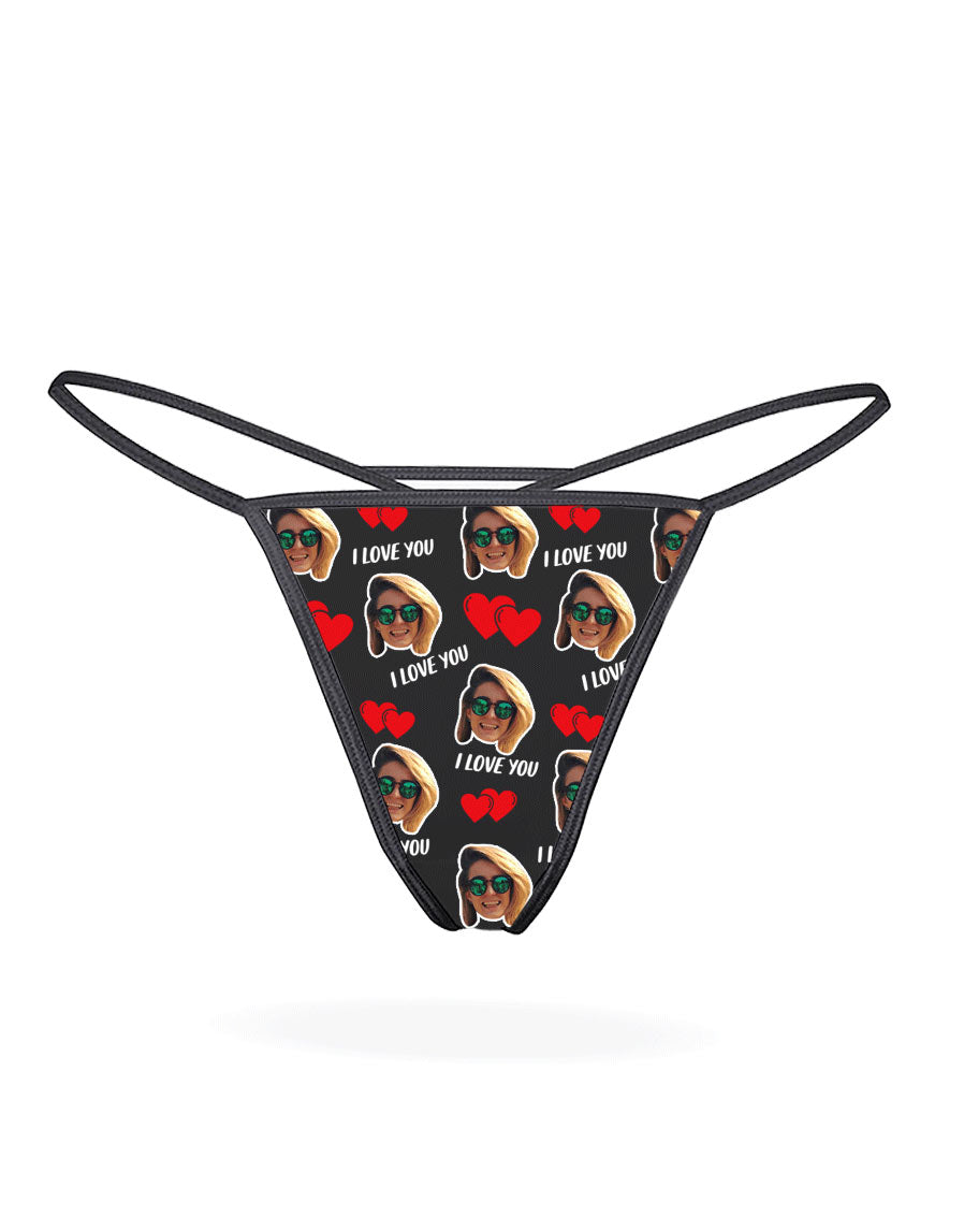 Custom Photo I Love You Thong