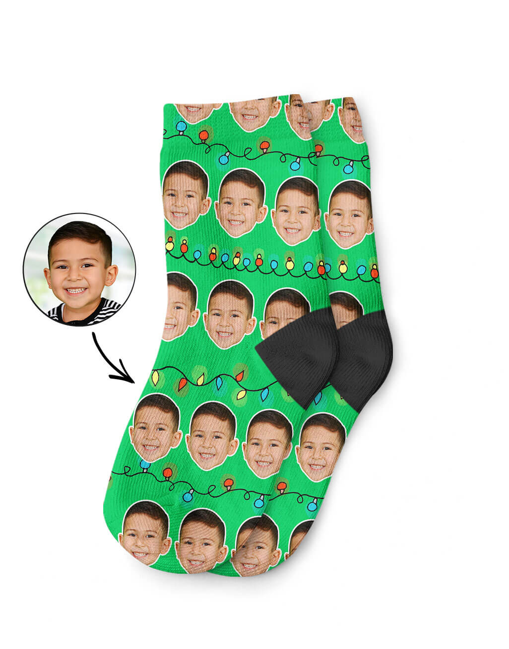 Personalised Christmas Lights Kids Socks