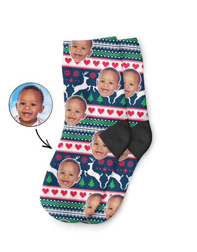 Personalised Christmas Reindeer Kids Socks