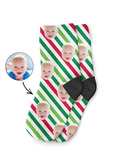 Personalised Christmas Stripes Kids Socks