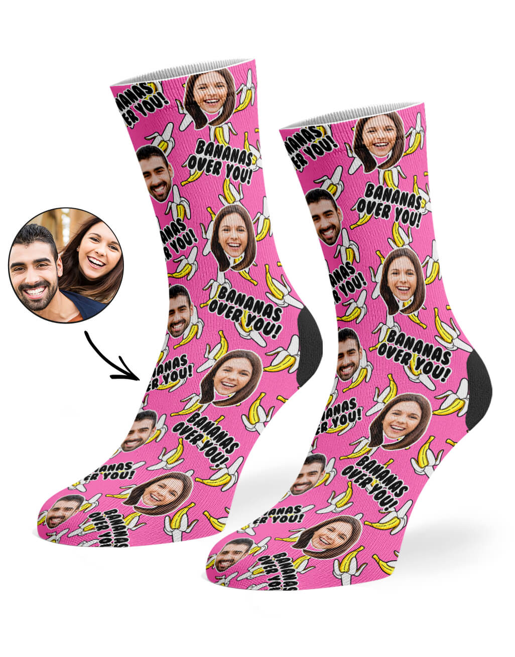 Custom Face Bananas Over You Socks