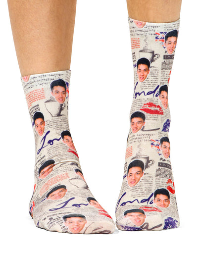 London Newspaper Pattern Socks