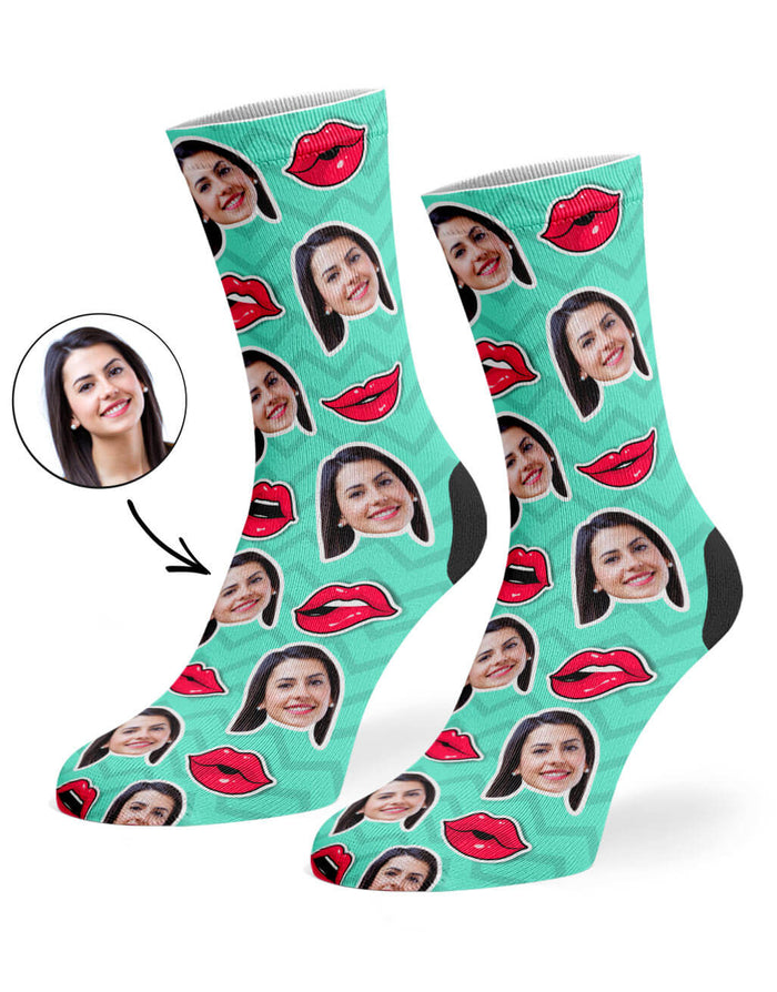 Comic Lips Face Socks - Custom Face Socks