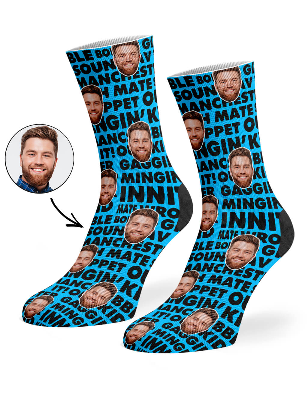 Manchester Slang Pattern Face Socks