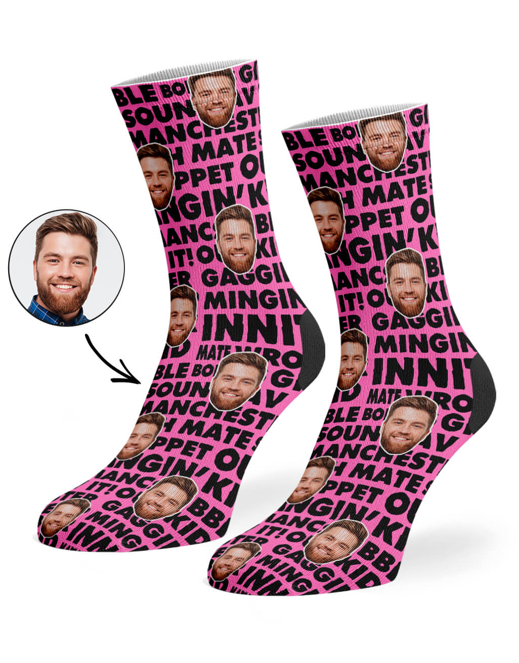 Manchester Slang Pattern Photo Socks