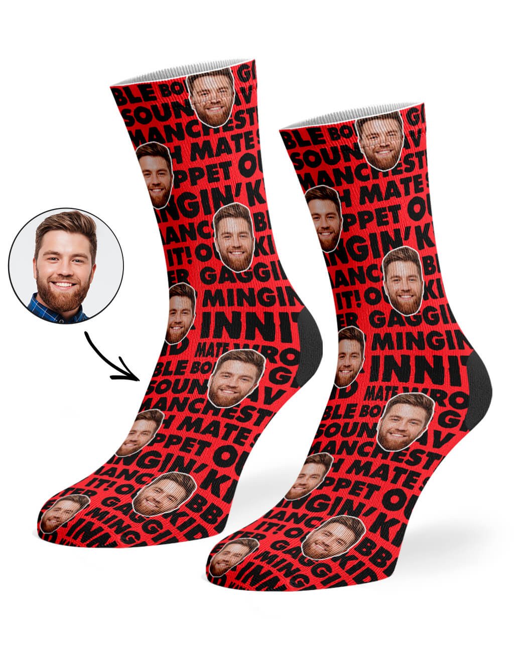 Custom Photo Manchester Slang Pattern Socks