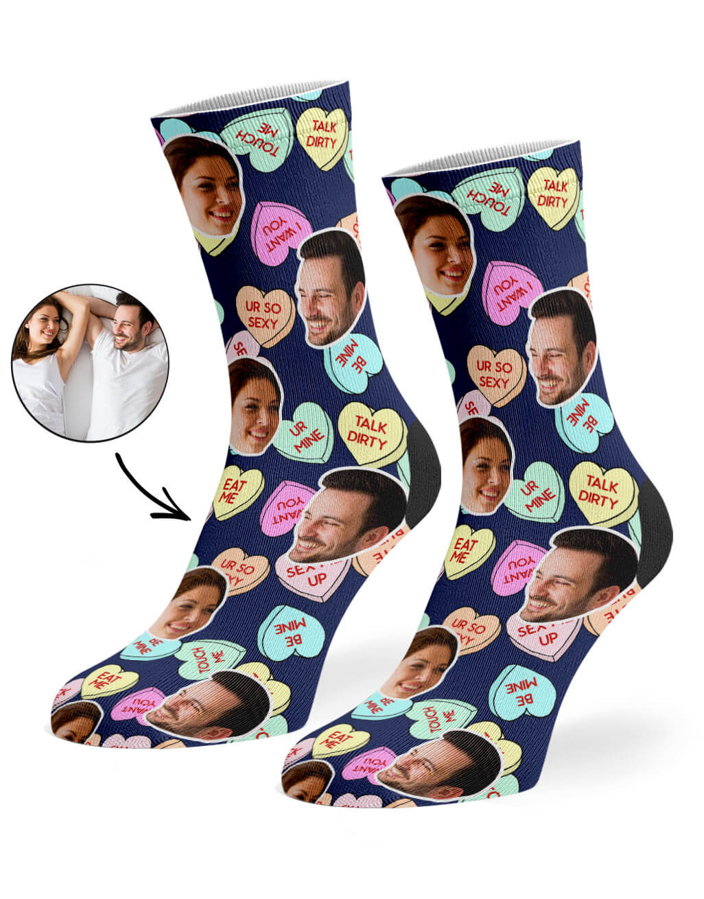Customisable Naughty Love Hearts Socks