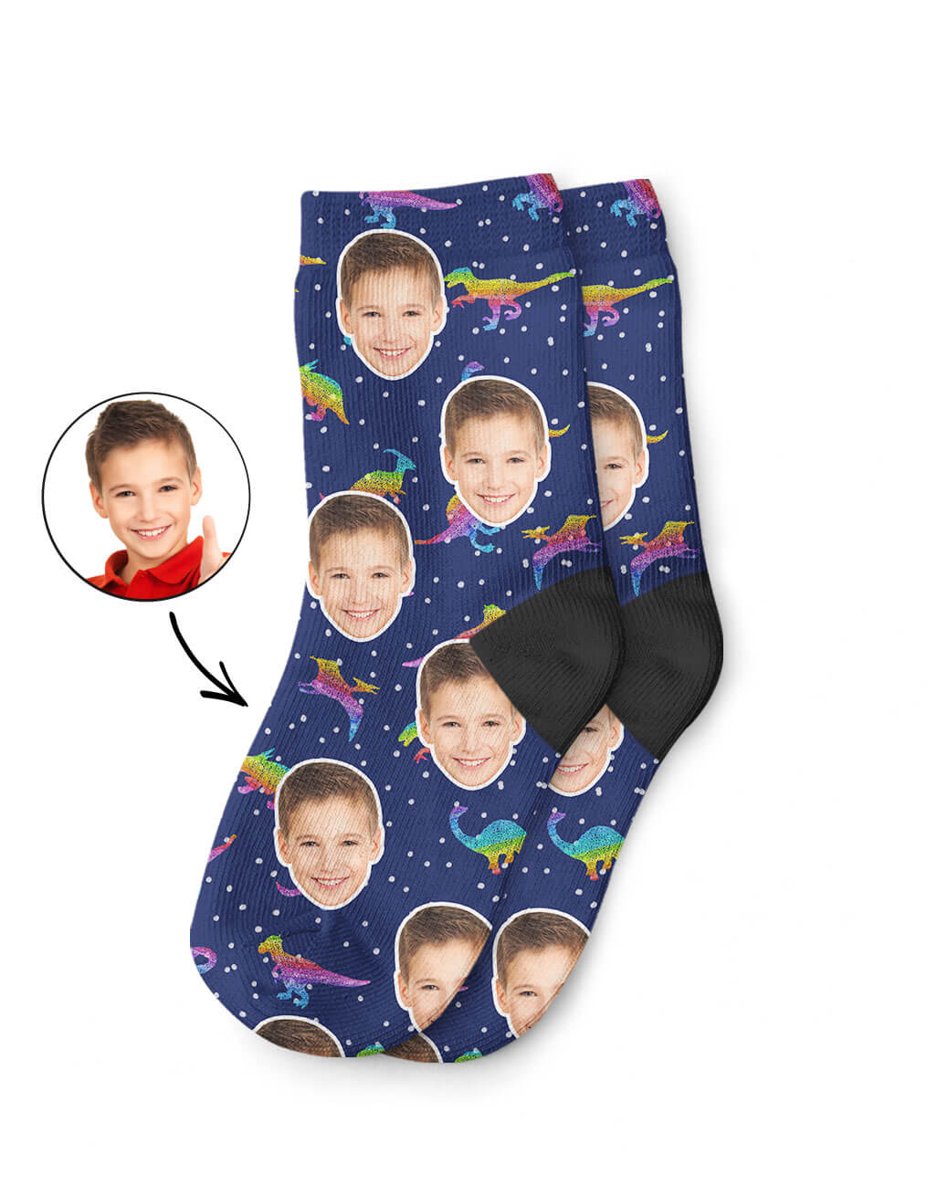 Personalised Rainbow Dinosaur Kids Socks