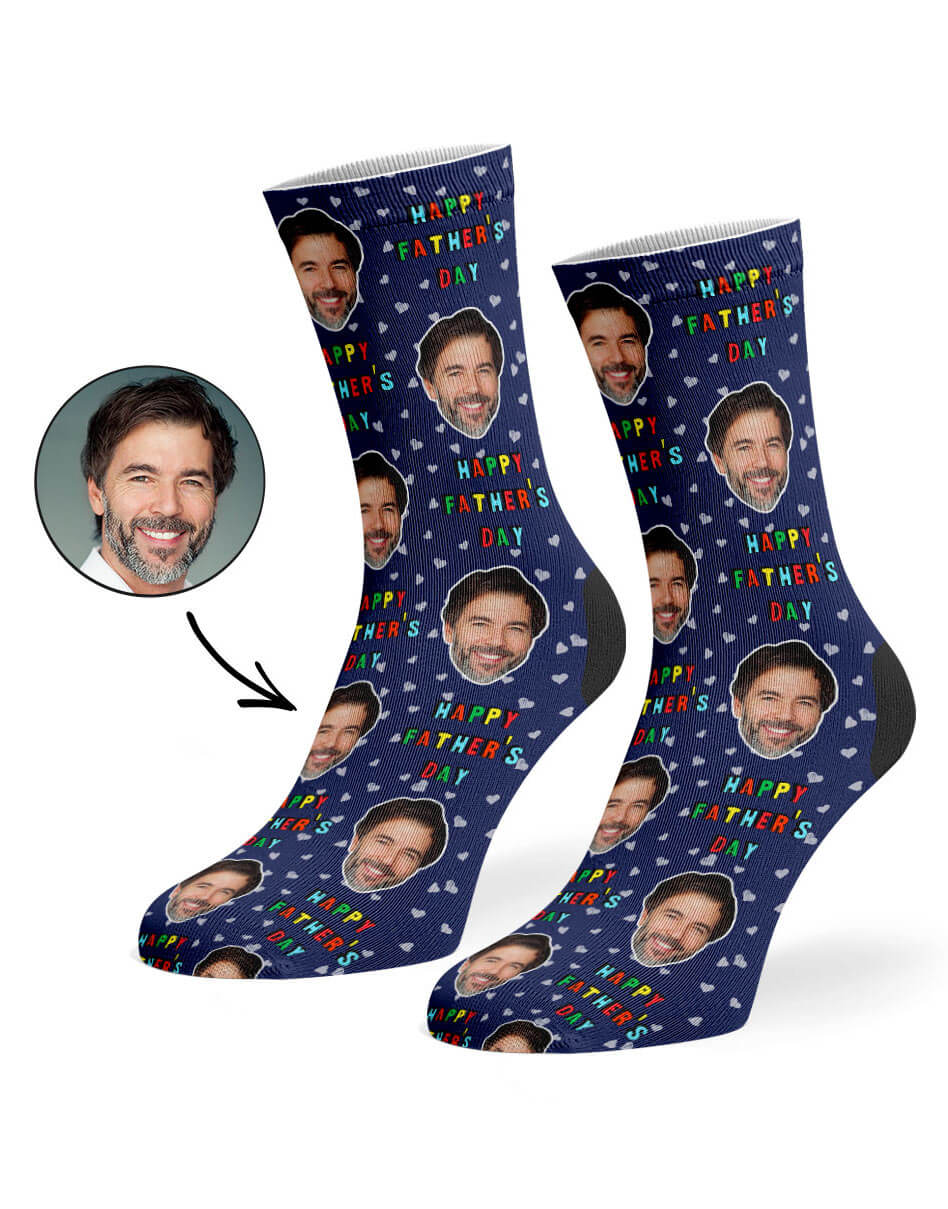 Navy Happy Father's Day Face Socks