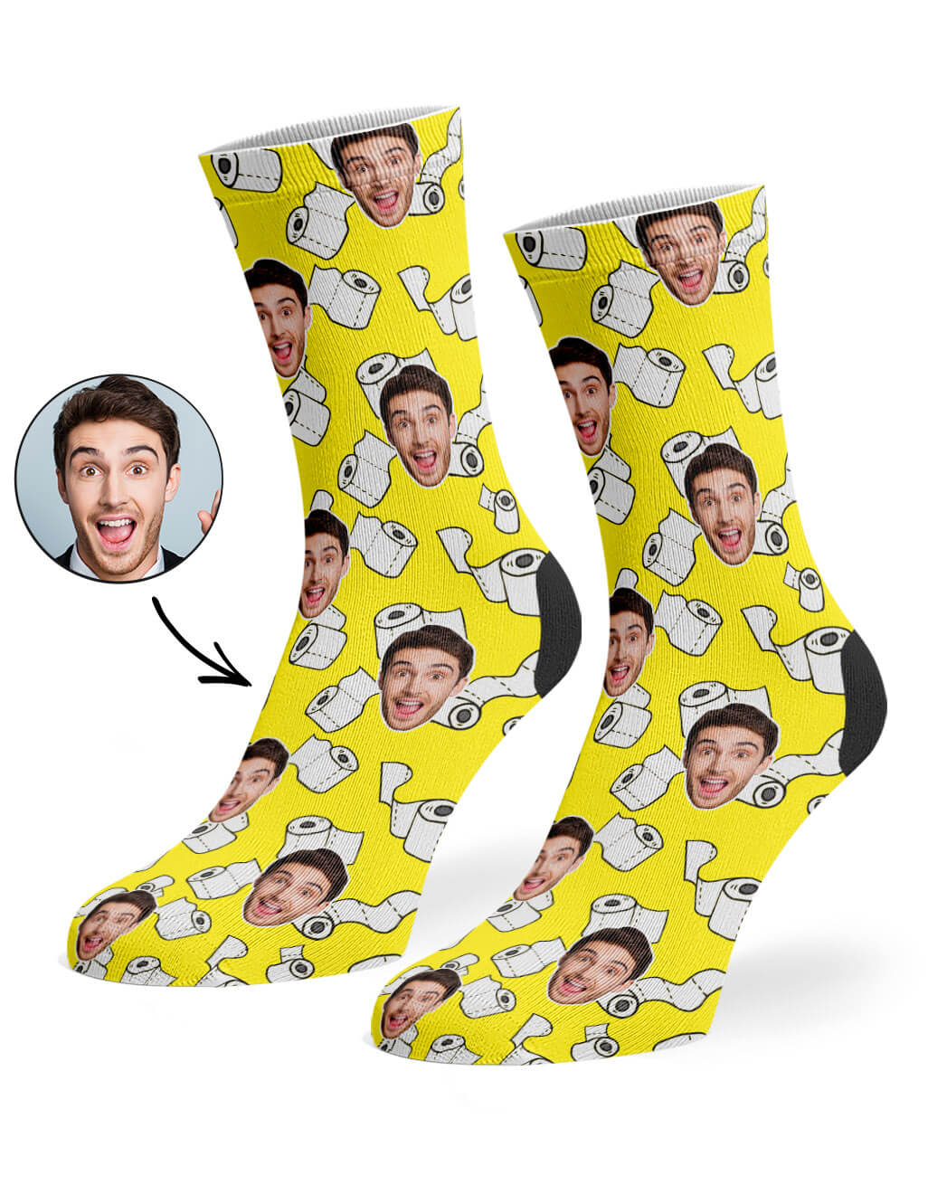 Toilet Roll Pattern Socks With Photo On