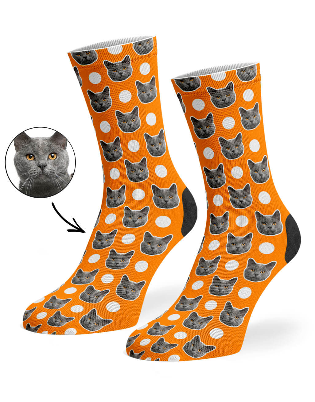Orange Polka Cat Socks