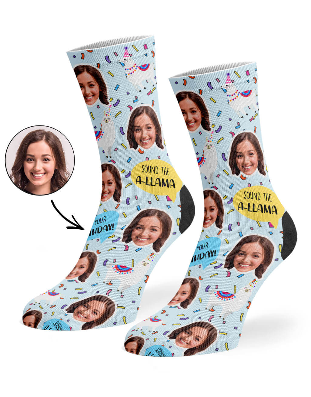 Custom photo Llama Birthday Socks