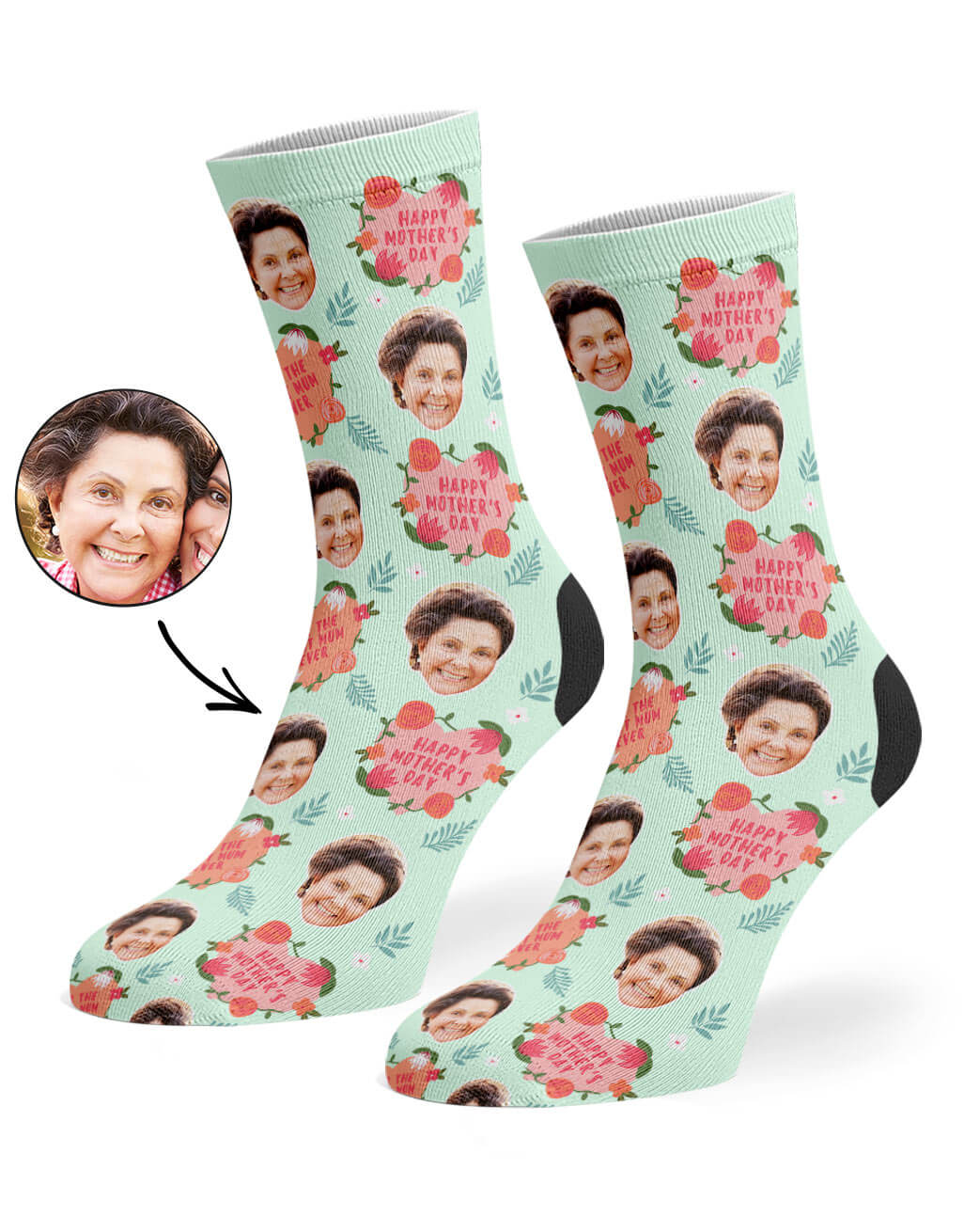 Pastel Green Happy Mother's Day Socks