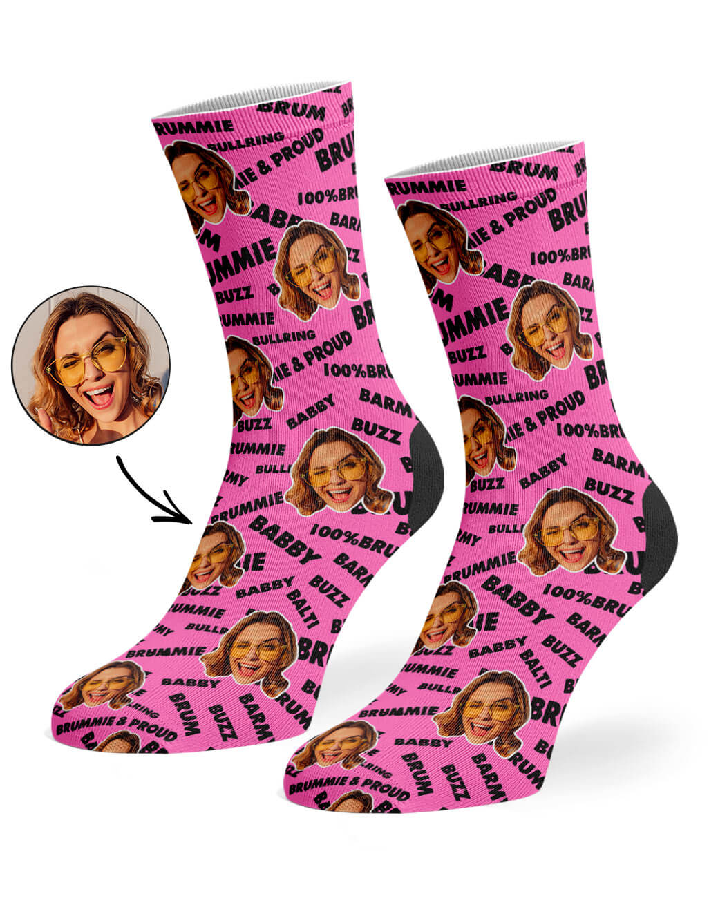 Pink 100% Barmy Brummie Socks
