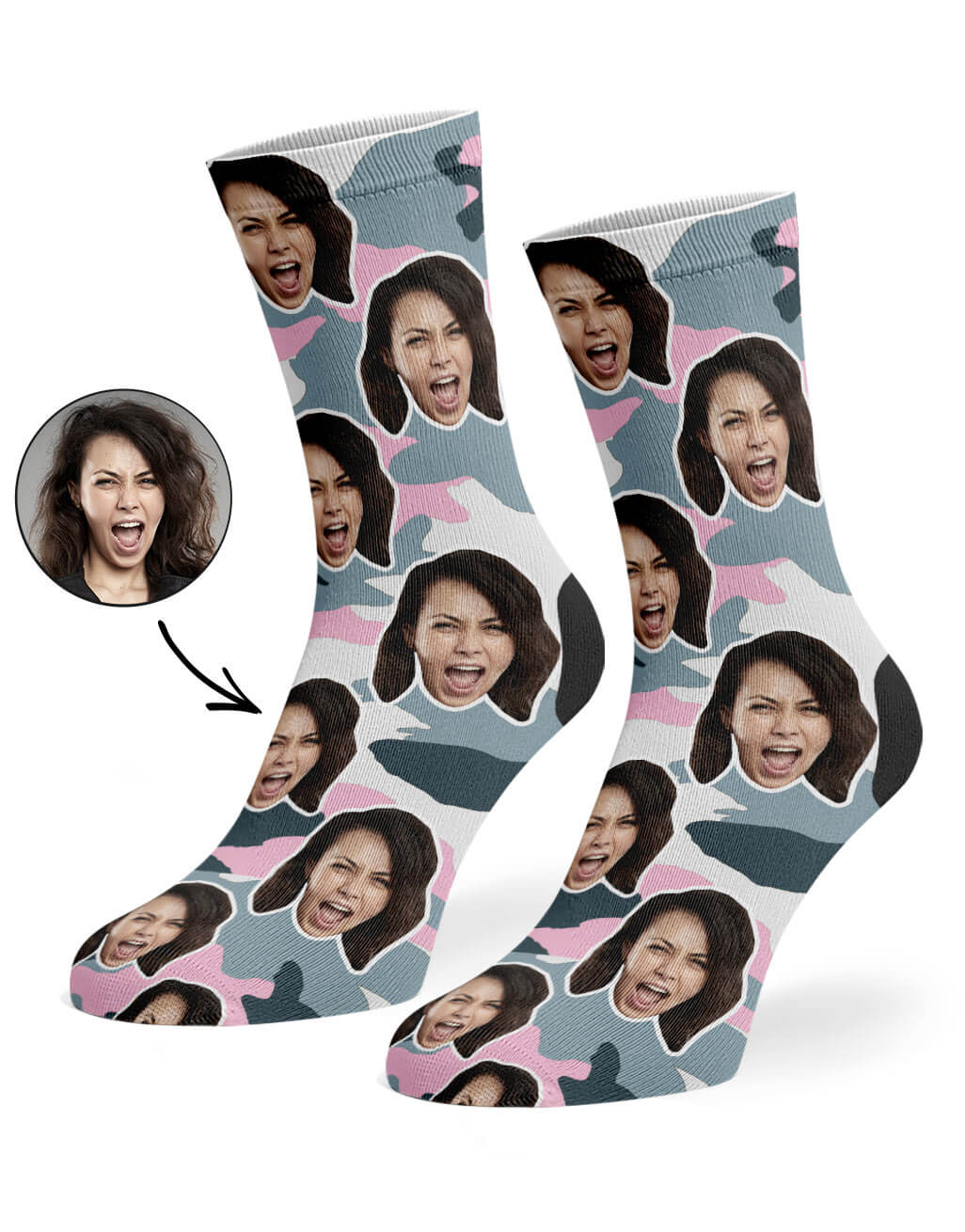 Your Face On Camo Socks
