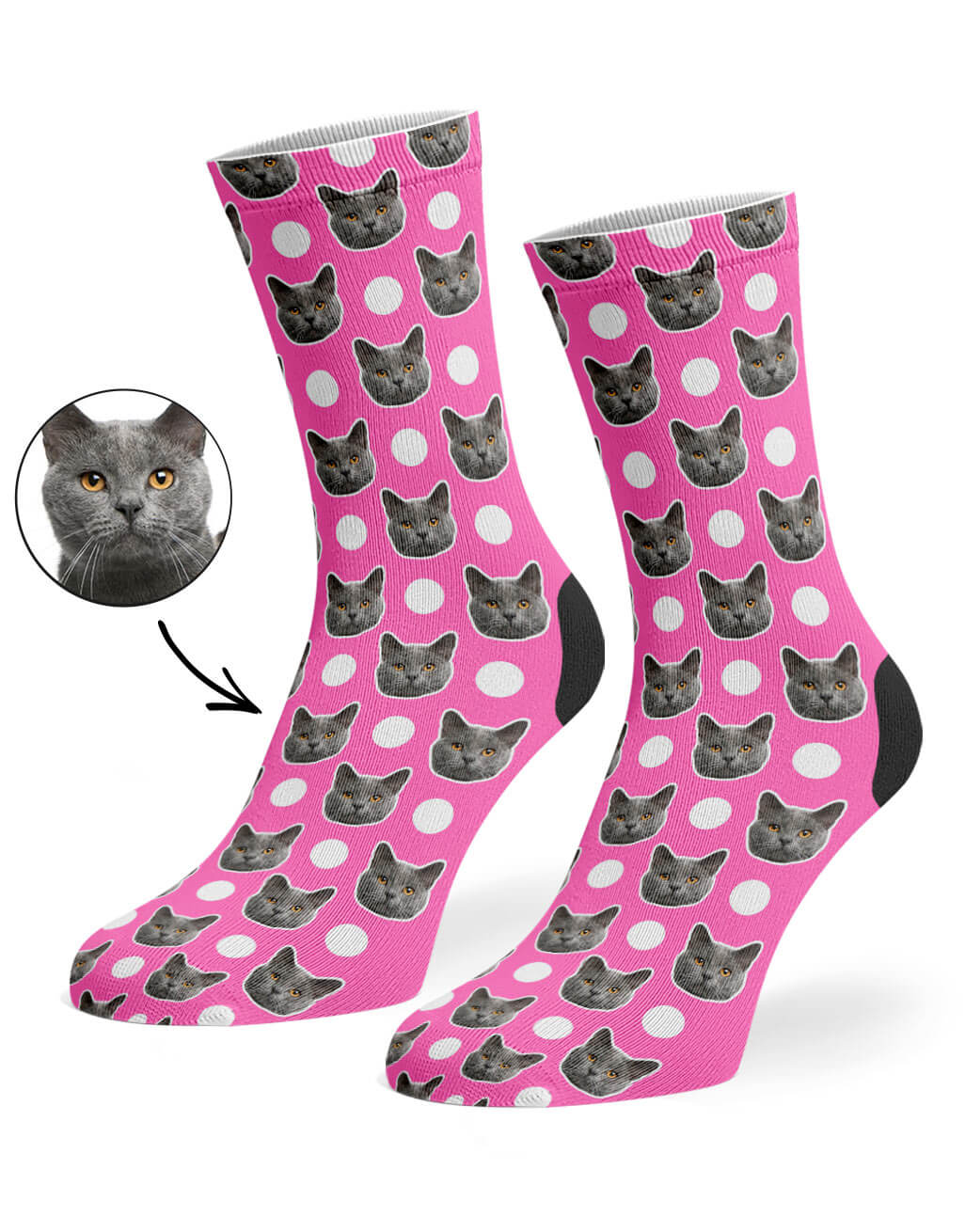 Pink Polka Cat Socks