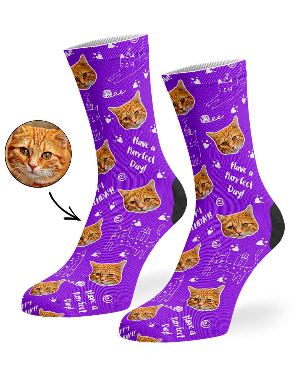 Birthday Cat Socks With Own Photo
