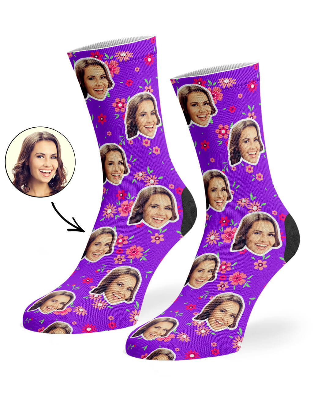 Your Face On Flower Socks