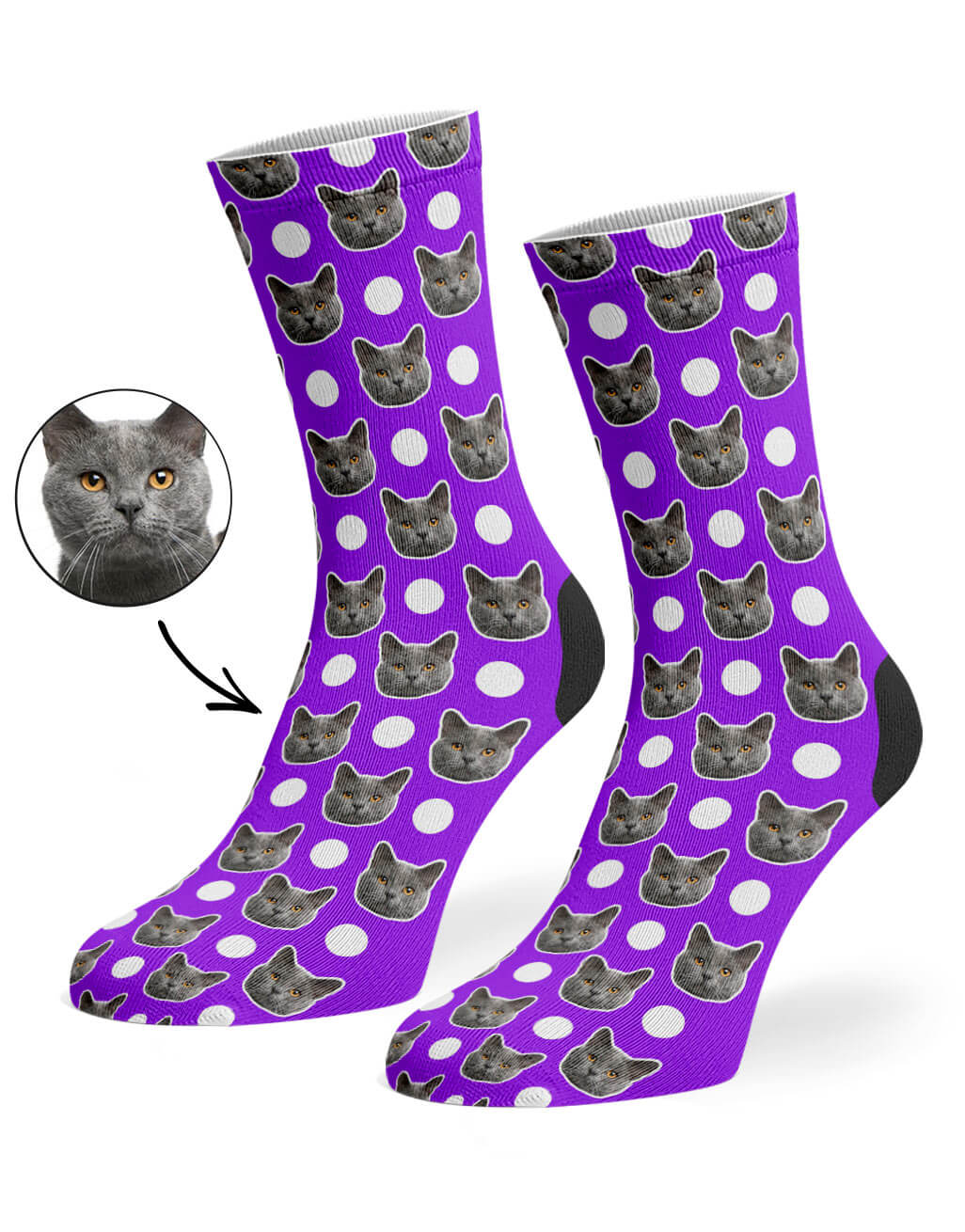 Purple Polka Cat Socks