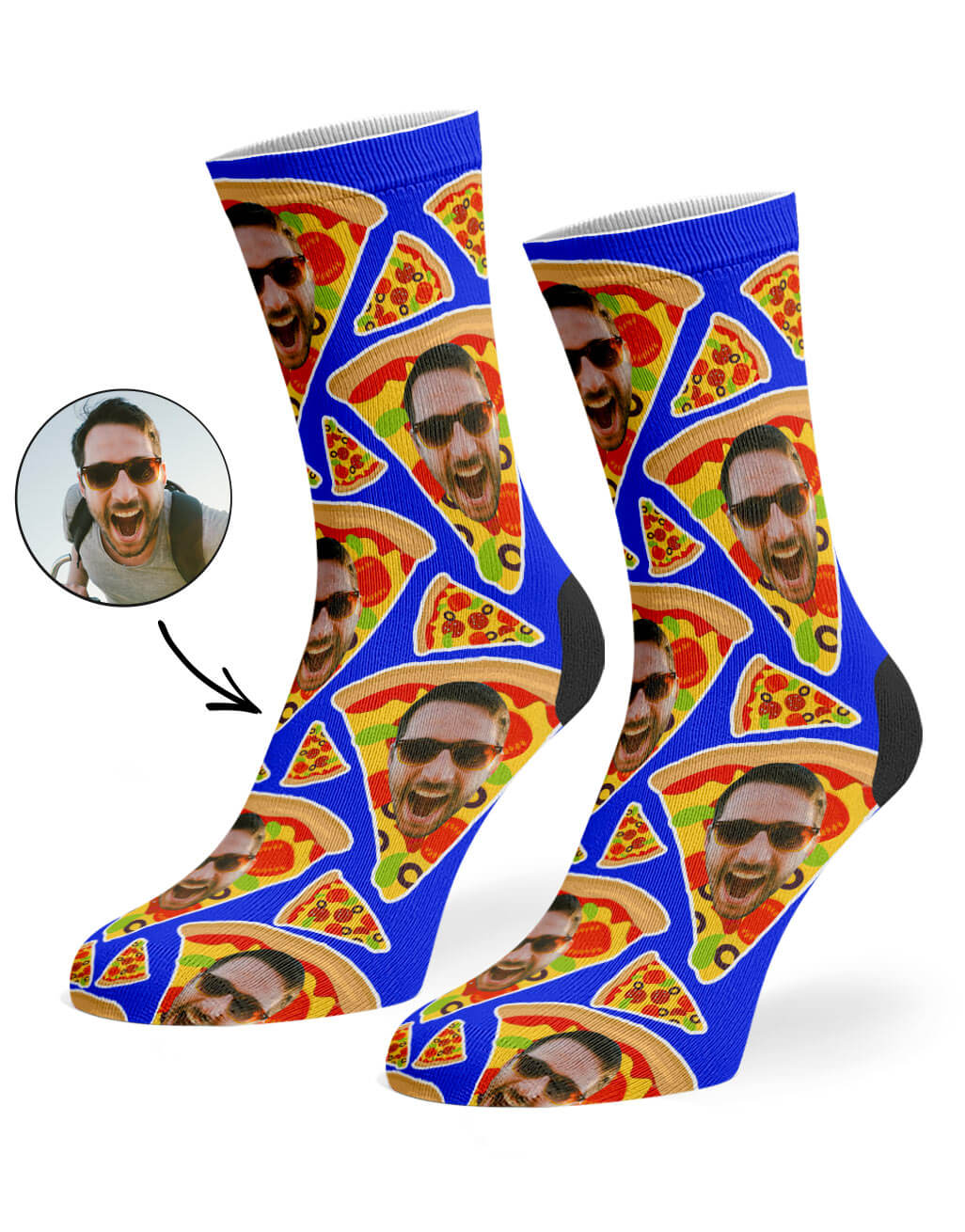 Blue Pizza My Face Socks