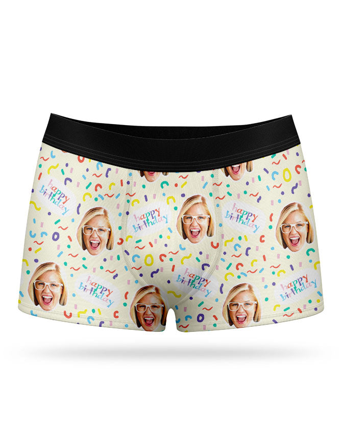 Yellow Happy Birthday Face Boxers