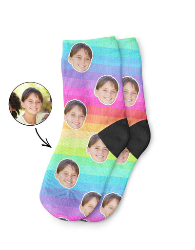 Striped Rainbow Face Kids Socks