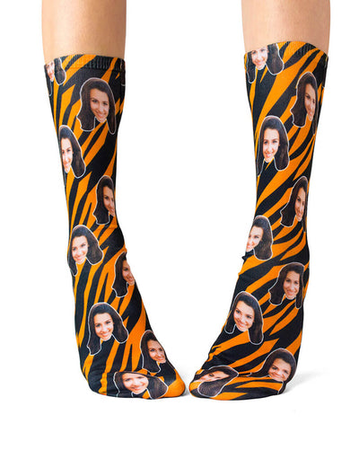 Tiger Print Face Socks