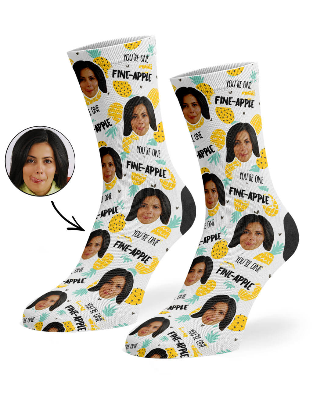 Customised Fine-Apple Face Socks