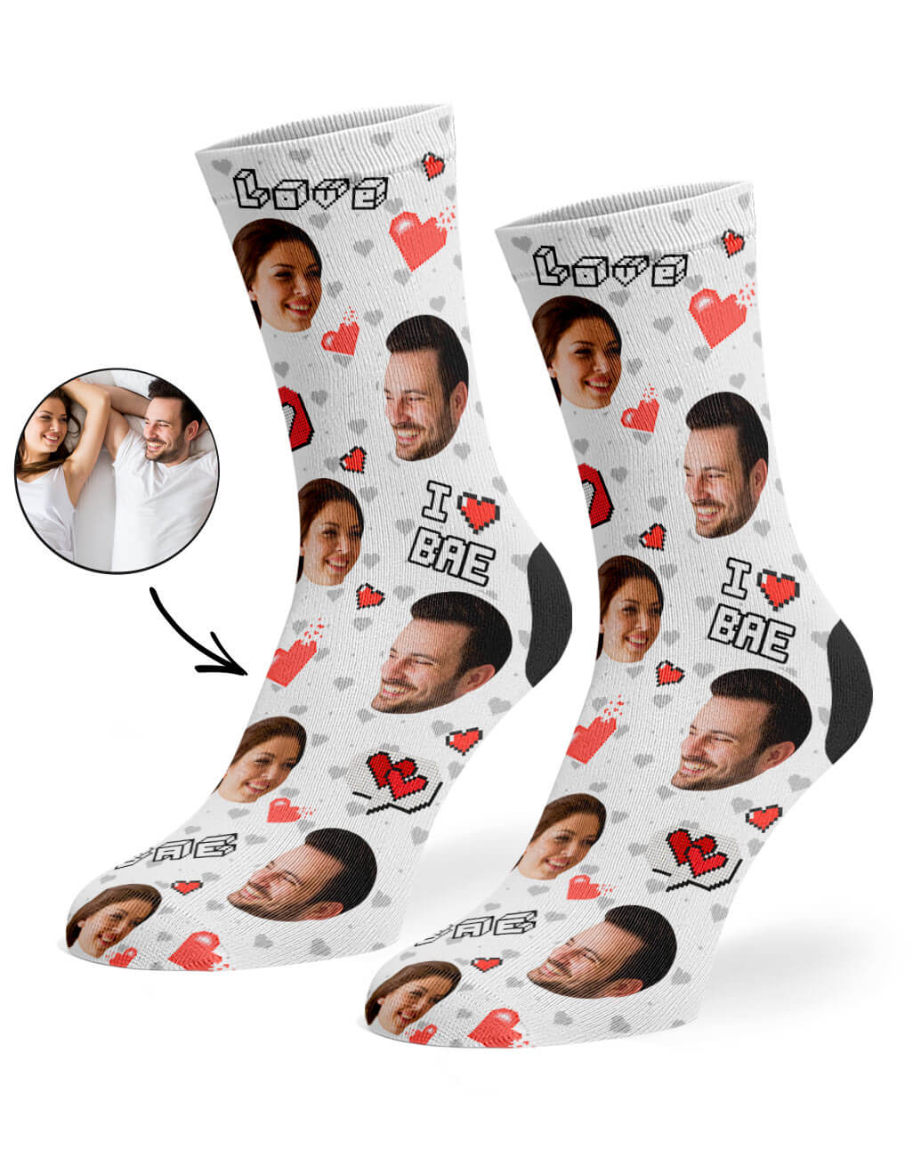 I Love Bae White Socks