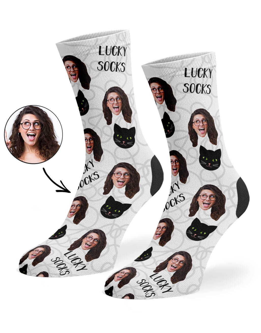 Custom Photo Lucky Cat Socks