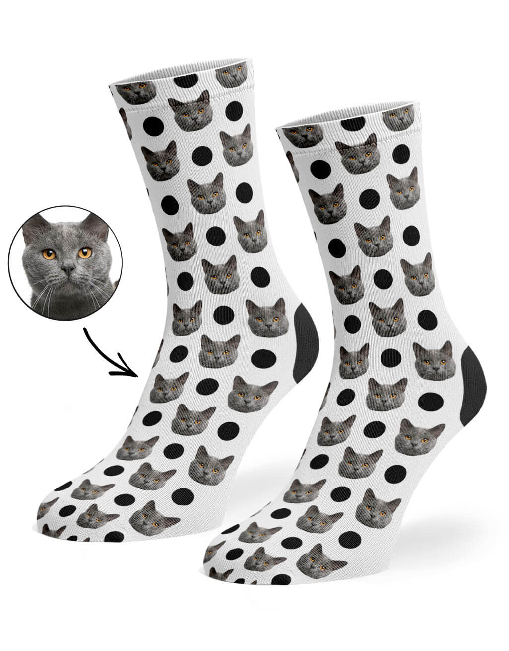 White Polka Cat Socks