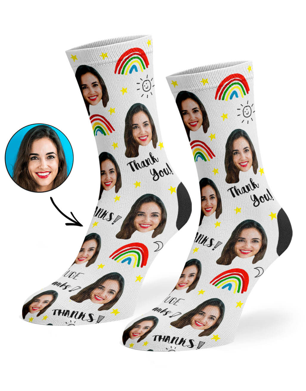 Their Photo On Thank You Socks