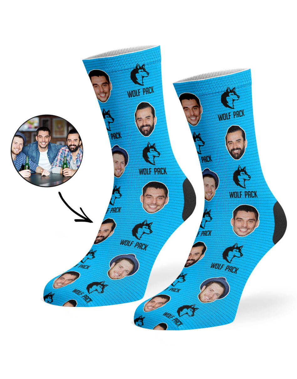 Wolf Pack Socks With Faces On