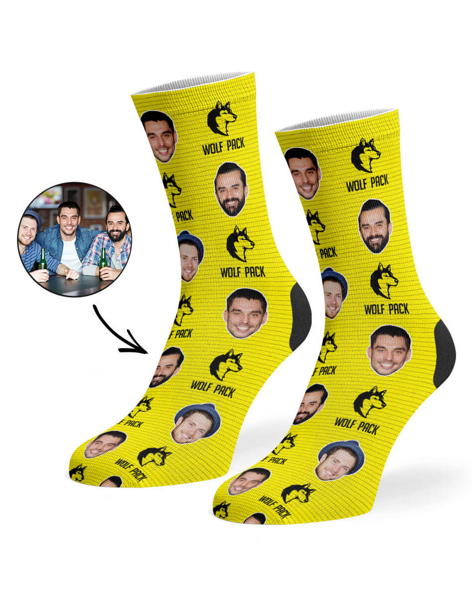 Wolf Pack Socks With Their Photos On Them