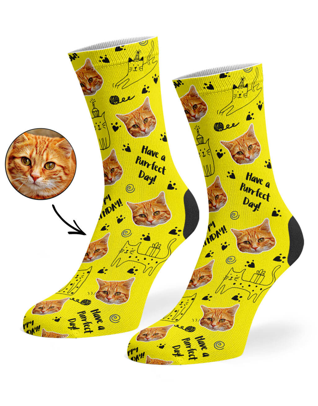 Birthday Cat Socks With Cat Face