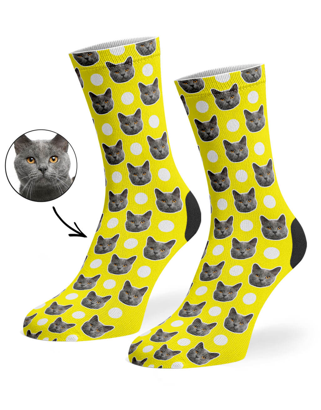 Yellow Polka Cat Socks