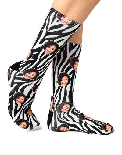 Zebra Print Face Socks