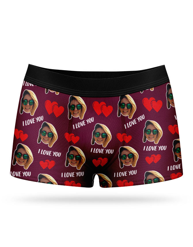 Burgundy I Love You Valentines Boxers