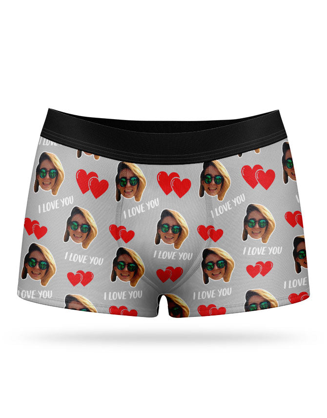 Grey I Love You Valentines Boxers